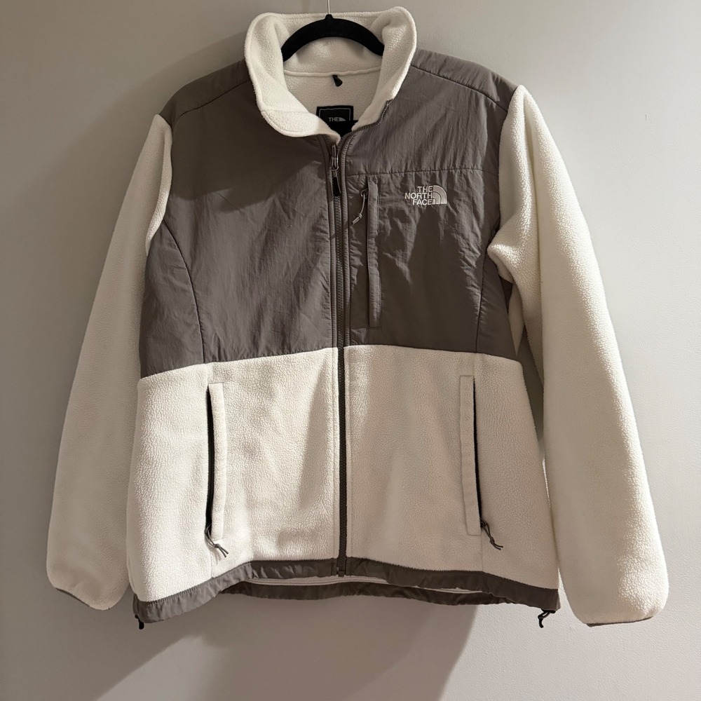 The North Face Denali 2 Jacket Womens XL Grey White Excellent Polartec Fleece